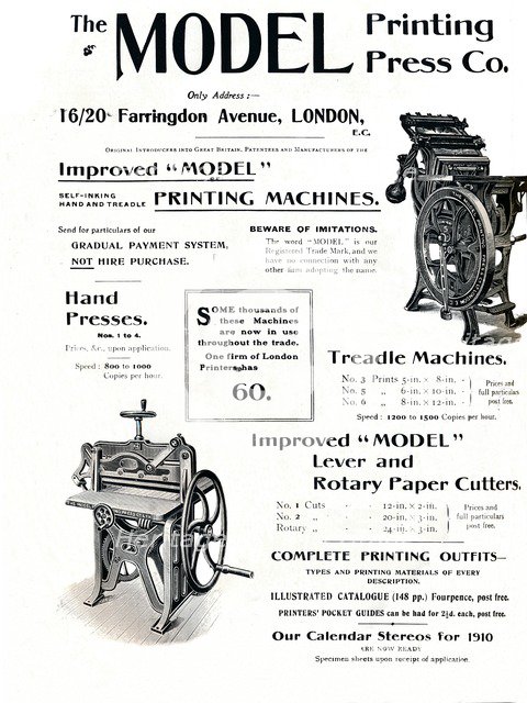 'The Model Printing Press Co.', 1910. Artist: Unknown.