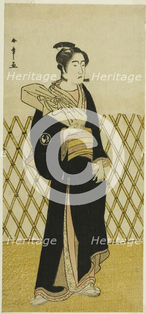 The Actor Sawamura Sojuro III as the Hairdresser Jirokichi in the Play Shida Choja..., c. 1781. Creator: Shunsho.