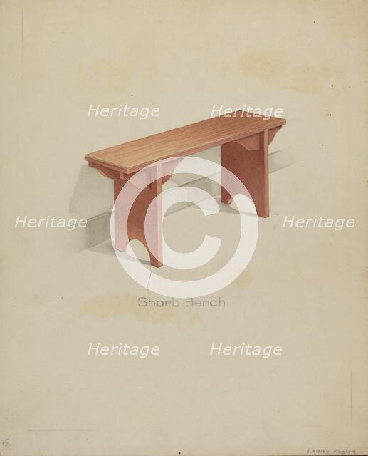 Shaker Short Bench, 1935/1942. Creator: Lawrence Foster.