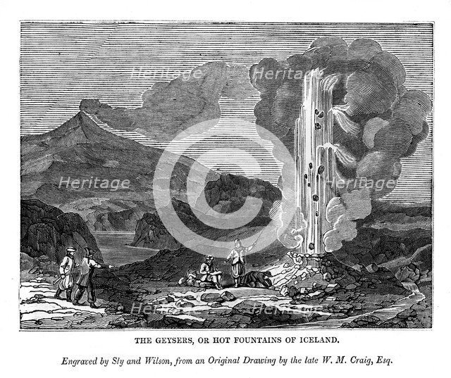 'The Geysers, or Hot Fountains of Iceland', 1843. Artist: Sly and Wilson