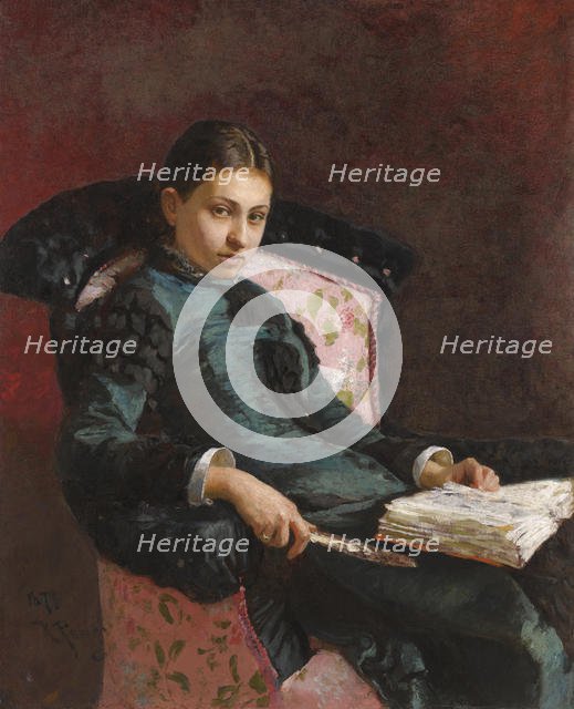 Portrait of the artist's wife, Vera Repina, 1878. Artist: Repin, Ilya Yefimovich (1844-1930)