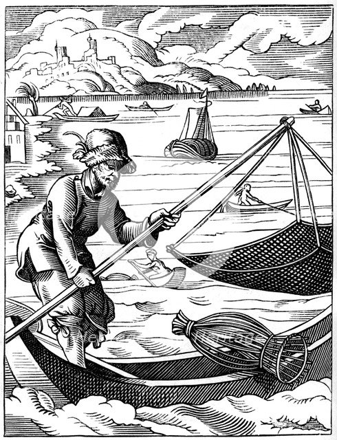Fisherman, 16th century (1849).Artist: Jost Amman