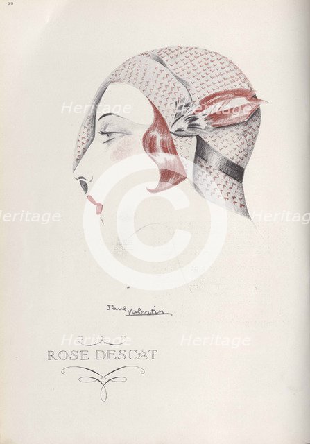 Rose Descat Hat, End 1920s. Creator: Valentin, Paul (active 1920-1930s).