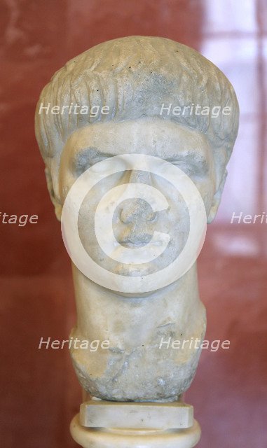 Portrait bust of the Roman Emperor Nero as a youth, mid 1st century. Artist: Unknown