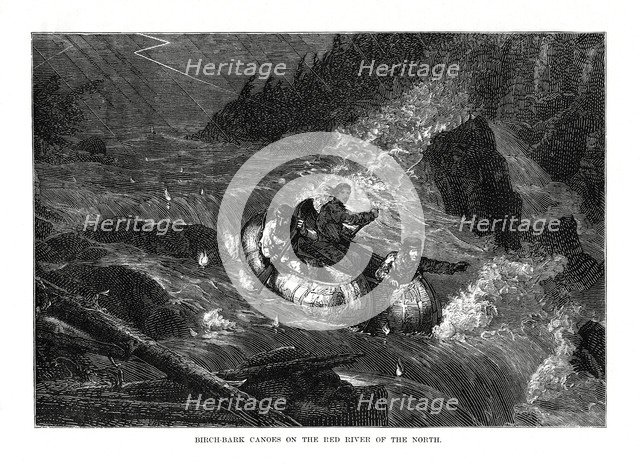 'Birch-bark Canoes on the Red River of the North', United States, 1877. Artist: Unknown
