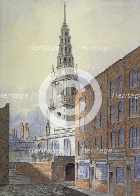 Church of St Bride, Fleet Street, City of London, c1815. Artist: William Pearson