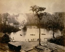 Stern-Wheeler Arriving at Silver Springs, Florida, after an Overnight Run up the St. John..., 1886. Creator: George Barker.