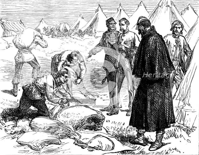 The Autumn Campaign on Dartmoor: issuing rations, 1873. Creator: Unknown.