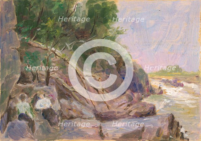 Landscape with figures, early 20th century. Creator: Dezider Czölder.