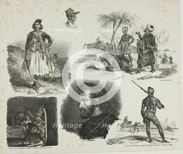 Sheet of Sketches, 1828. Creator: Auguste Raffet.