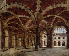 Interior view of the former Halle au Ble, in 1886. Creator: Emmanuel Lansyer.