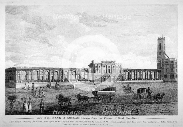 View of the Bank of England,  City of London, 1800.               Artist: Anon