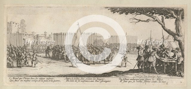 The Miseries and Misfortunes of War, folio 2: The Enrollment of the Troops, 1633.