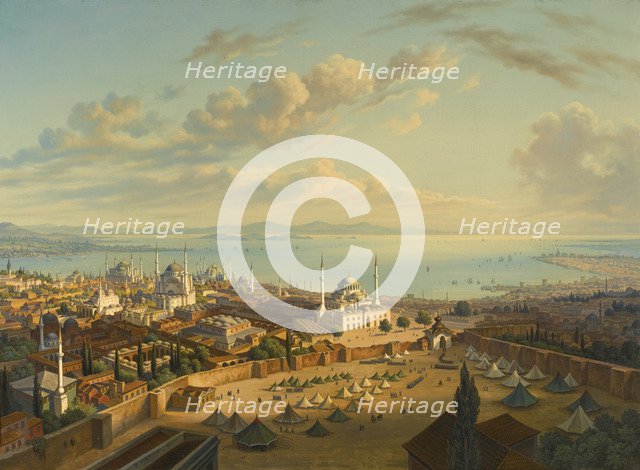 Constantinople from the Fire Tower of Beyazit. Artist: Sattler, Hubert (1817-1904)