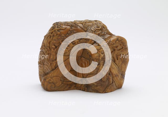 Landscape carved in low relief, Qing dynasty, 1735-1796. Creator: Unknown.
