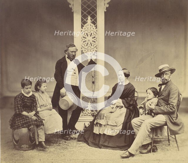 [Group Portrait of Six People], 1850s-60s. Creator: Franz Antoine.
