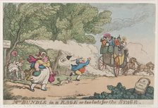 Mrs. Bundle in a Rage or too late for the Stage, [July 1, 1809], cop..., [July 1, 1809], copy after. Creator: Unknown.