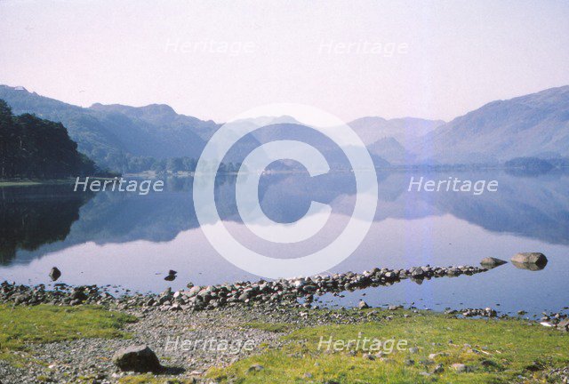 Morning mist in Derwentwater,  towards the 'Jaws of Borrowdale', Cumberland, 20th century.  Artist: CM Dixon.