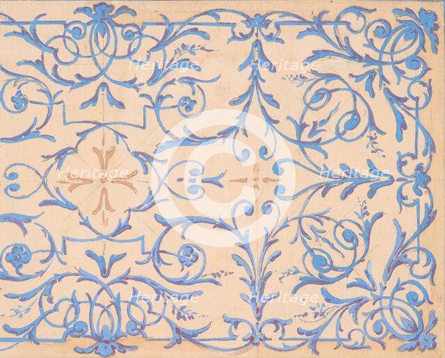 Partial design for a decorative panel painted in rinceaux, 19th century. Creators: Jules-Edmond-Charles Lachaise, Eugène-Pierre Gourdet.