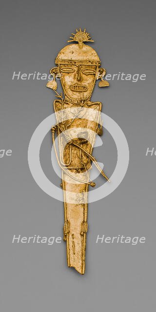 Figurine (Tunjo) of a Figure Holding Plants and Cup, Wearing a Crown, A.D. 1000/1500. Creator: Unknown.