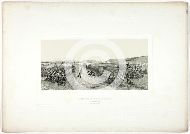 The French Army Arrives at Maglianella, from Souvenirs d’Italie: Expédition de Rome, 1850. Creator: Auguste Raffet.