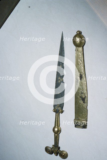 Dagger of Iron Gold and Bronze from a Celtic Burial at Hallstatt, Austria. Celtic Iron Age.  Artist: Unknown.