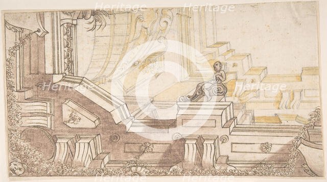 Quarter of a Design for a Trompe L'Oeil Ceiling Decoration, 17th century. Creator: Anon.