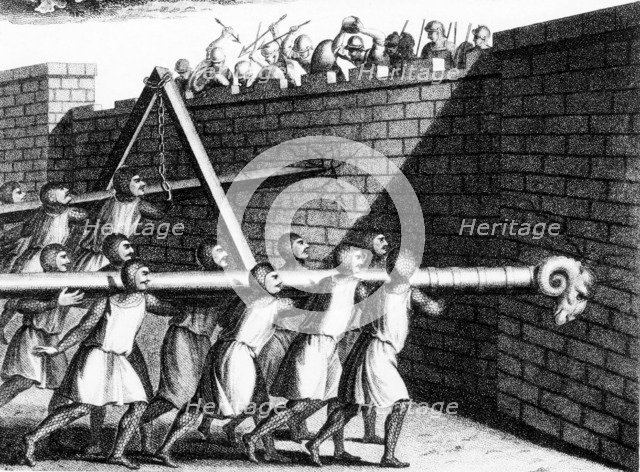 Attacking walls with battering rams, c1800. Artist: Unknown