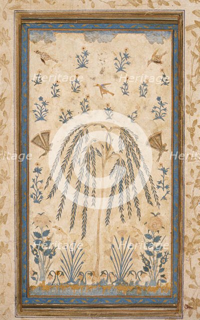 Découpé Flowers and Birds Around a Découpé Tree with Feathery Branches, Late 16th century. Creator: Unknown.