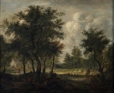 Landscape with figures, (c1670). Creator: Meindert Hobbema.
