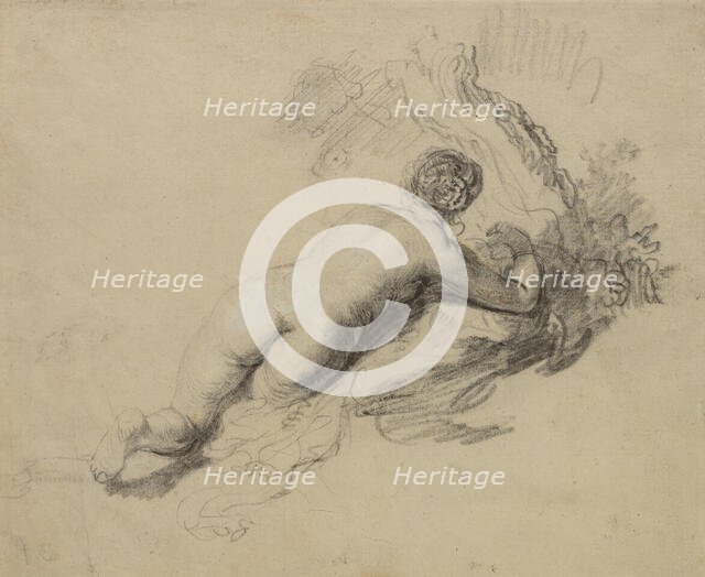 Lying naked woman, c.1630-1635. Creator: Rembrandt Harmensz van Rijn.