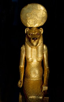 Seated figure of the goddess Sekhmet from the tomb of Tutankhamun.