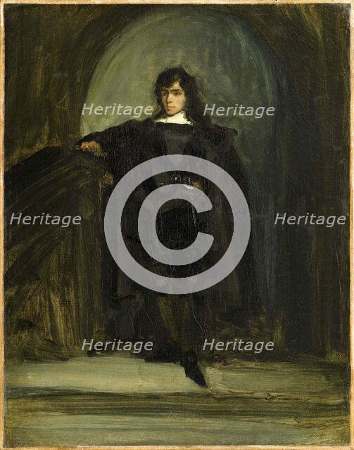 Self-portrait as Hamlet or Ravenswood, ca 1821. Creator: Delacroix, Eugène (1798-1863).