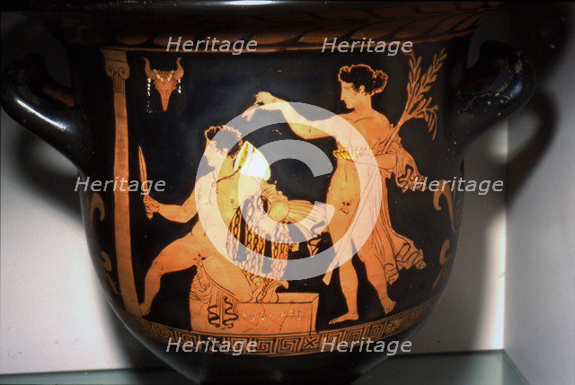 Orestes at Delphi with Iphigenia, Attic Red Figure Krater, c5th century BC. Artist: Unknown.
