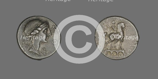 Denarius (Coin) Depicting the Goddess Roma, 114-113 BCE. Creator: Unknown.