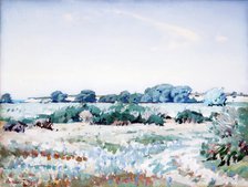 Pareora riverbed, 1920-1950. Creator: Archibald Frank Nicoll.