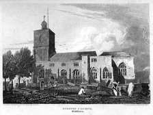 Stepney Church, London, 1815.Artist: Hobson
