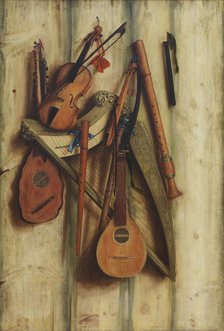 Trompe l'oeil with Musical Instruments, 1672. Creator: Gijsbrechts, Franciscus (1649-after 1677).
