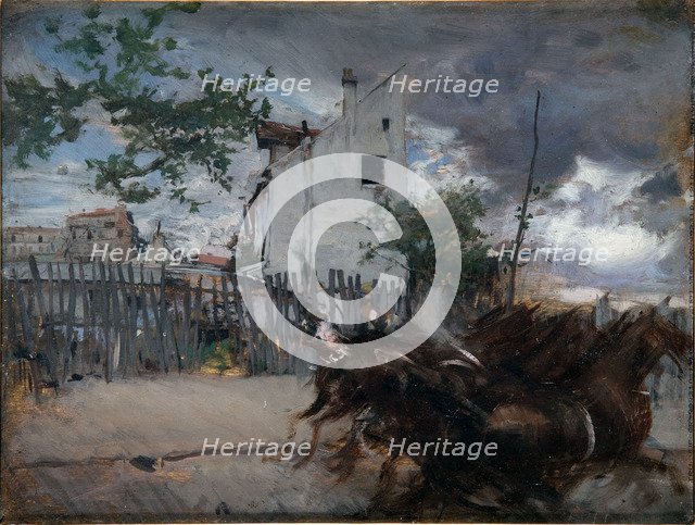 Landscape with horses (Horses running), 1880-1890.