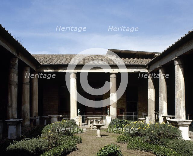Reconstruction of the peristyle, House of the Vettii, Pompeii, Italy, 2002. Creator: LTL.