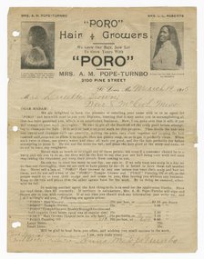 Enrollment Certificate to Poro College for Lucille Brown, March 19, 1915. Creator: Unknown.