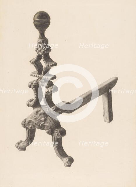 Andiron (one of pair), c. 1938. Creator: Herman Bader.