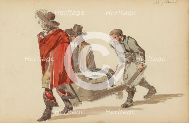 Group of figures in seventeenth century clothing, c.1846-c.1882. Creator: Cornelis Springer.