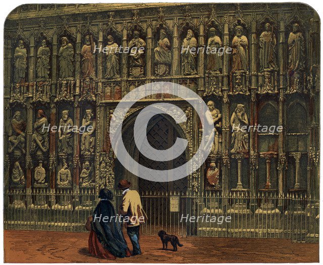 The west front, Exeter Cathedral, 19th century. Artist: Unknown