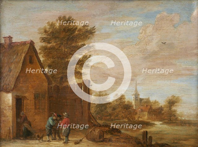 Peasants talking in front of an inn, between 1630 and 1690. Creator: David Teniers II.