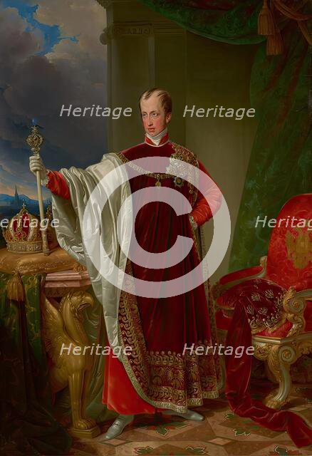 Emperor Ferdinand in the regalia of the Order of the Golden Fleece, 1836. Creator: Johann Nepomuk Ender.