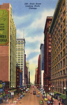 State Street looking north, Chicago, Illinois, USA, 1950. Artist: Unknown