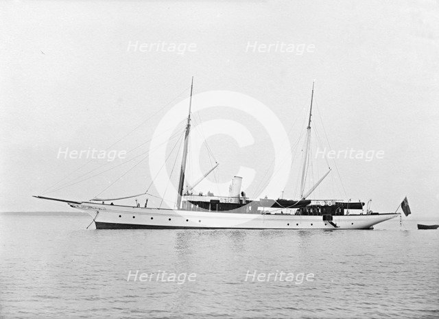 The steam yacht 'Wintonia' at anchor, 1912. Creator: Kirk & Sons of Cowes.