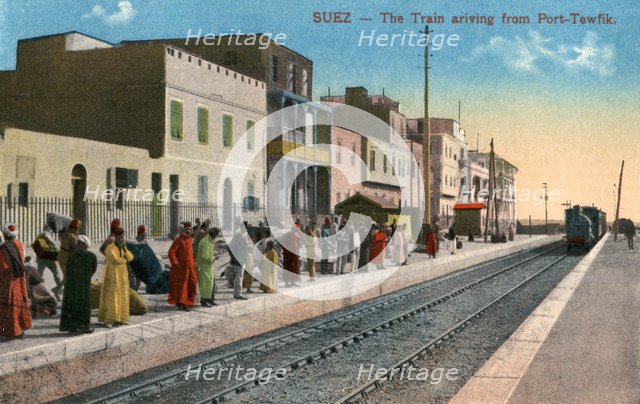 The train arriving  from Port Tewfik, Suez, Egypt, 20th century. Artist: Unknown