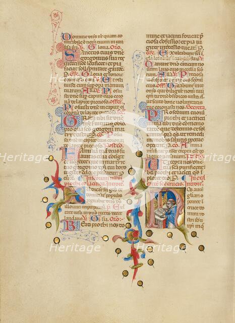 Initial N: A Priest at an Altar; Missal, between about 1389 and 1400. Creator: Master of the Brussels Initials.